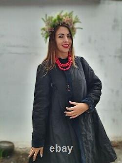 Manteau D'hiver D'automne Vintage, Manteau Rustique De Femme Costume Folklorique Ukrainien Kaftan