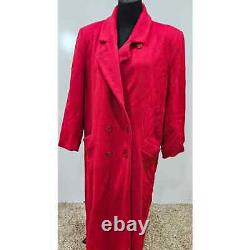 Manteau Rouge Vintage EB by Design 100% Laine pour Femmes, Double Boutonnage, Fabriqué aux USA Taille 12
