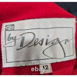 Manteau Rouge Vintage EB by Design 100% Laine pour Femmes, Double Boutonnage, Fabriqué aux USA Taille 12