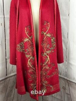 Manteau Teddy en laine d'alpaga rouge vintage rare Gianfranco Ferre Italie avec broderie.