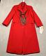 Manteau Trench En Laine Rouge Pour Femme Vintage Jg Hook Nwt Avec Écharpe Usa Années 1990 Petit Taille