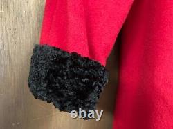 Manteau Vintage Leslie Fay à balancement avec garniture rouge/noire en laine longue taille moyenne pour femme