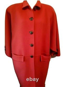 Manteau Vintage OSCAR DE LA RENTA pour Femme, Rouge, en Laine, Taille 4