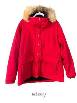 Manteau Vintage en Laine Rouge Woolrich Avec Capuche Taille XL