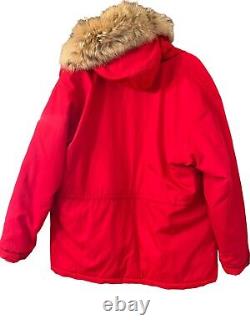 Manteau Vintage en Laine Rouge Woolrich Avec Capuche Taille XL