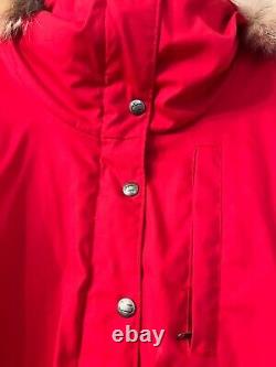 Manteau Vintage en Laine Rouge Woolrich Avec Capuche Taille XL