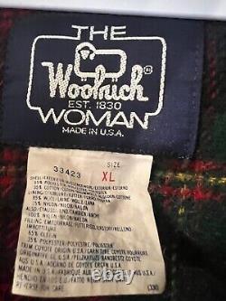 Manteau Vintage en Laine Rouge Woolrich Avec Capuche Taille XL