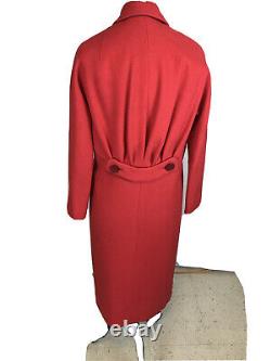 Manteau ajusté pour femmes Fortsmann Klingrite vintage en laine tissée rouge tomate avec ceinture, taille M.
