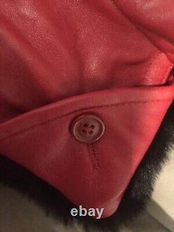 Manteau ceinturé en cuir d'agneau de Nouvelle-Zélande rouge pour femmes de VTG Valerie Stevens, taille 8