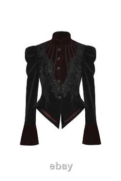 Manteau court gothique pour femme Punk Rave en velours pour soirée vampire VTG Coat Steampunk Coat