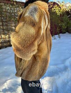 Manteau de fourrure de renard rouge canadien vintage, manteau de fourrure de renard de luxe sur mesure