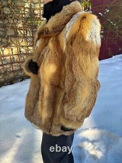 Manteau de fourrure de renard rouge canadien vintage, manteau de fourrure de renard de luxe sur mesure