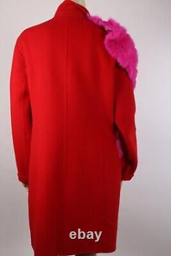 Manteau de laine vintage rouge en fourrure de taille M