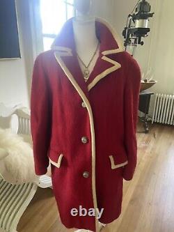 Manteau de voiture rouge en laine bouillie vintage Lodenfrey, classique, fabriqué en Autriche