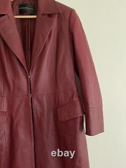 Manteau en cuir emblématique Donna Karan des années 90 de taille US 8