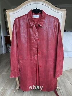 Manteau en cuir rouge vintage taille S