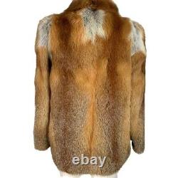 Manteau en fourrure de renard rouge vintage pour femme, taille S/M