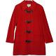Manteau En Laine Et Cachemire Rouge Pour Femme De Coin Décontracté Vintage Avec Doublure Et Poches à Bascule
