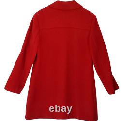 Manteau en laine et cachemire rouge pour femme de coin décontracté vintage avec doublure et poches à bascule