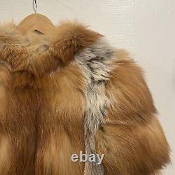 Manteau en vraie fourrure de renard rouge des années 70 VTG Veste courte S/M Catherine J. Guilbert Mob