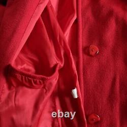 Manteau long en laine rouge vintage 100% femmes petites par ALORNA avec boutons col USA