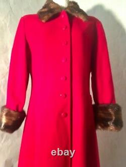 Manteau long en laine rouge vintage DRAMATIQUE pour femme, taille 8 SM MED, pour Noël, Cosplay victorien