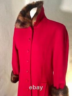 Manteau long en laine rouge vintage DRAMATIQUE pour femme, taille 8 SM MED, pour Noël, Cosplay victorien