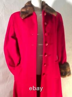 Manteau long en laine rouge vintage DRAMATIQUE pour femme, taille 8 SM MED, pour Noël, Cosplay victorien