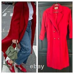 Manteau long rouge en laine vintage taille moyenne 6-8 oversize Andrea