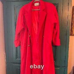 Manteau long rouge en laine vintage taille moyenne 6-8 oversize Andrea