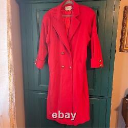 Manteau long rouge en laine vintage taille moyenne 6-8 oversize Andrea