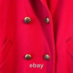 Manteau long rouge en laine vintage taille moyenne 6-8 oversize Andrea