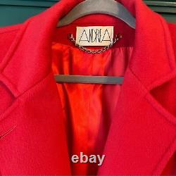 Manteau long rouge en laine vintage taille moyenne 6-8 oversize Andrea