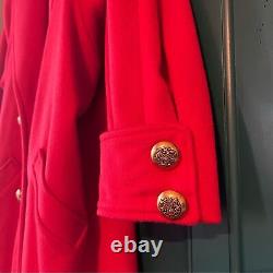 Manteau long rouge en laine vintage taille moyenne 6-8 oversize Andrea