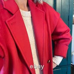 Manteau long rouge en laine vintage taille moyenne 6-8 oversize Andrea