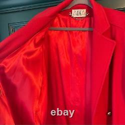 Manteau long rouge en laine vintage taille moyenne 6-8 oversize Andrea