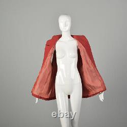 Manteau moyen des années 1950 en laine bouclée rouge, style rockabilly swing, larges poignets, vintage