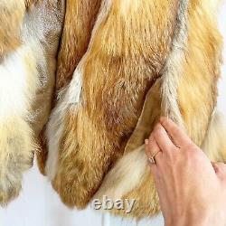Manteau rétro en renard rouge des années 70 avec manches en cuir - taille moyenne à grande
