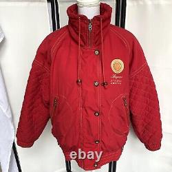 Manteau rouge Bogner Vintage des années 80 pour femme, taille 6, Logo poitrine Ultra Rare