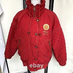 Manteau rouge Bogner Vintage des années 80 pour femme, taille 6, Logo poitrine Ultra Rare