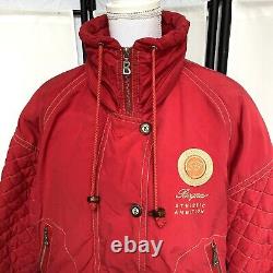 Manteau rouge Bogner Vintage des années 80 pour femme, taille 6, Logo poitrine Ultra Rare