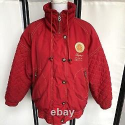 Manteau rouge Bogner Vintage des années 80 pour femme, taille 6, Logo poitrine Ultra Rare