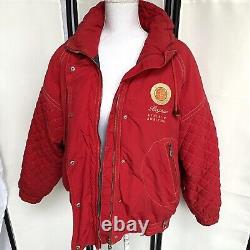 Manteau rouge Bogner Vintage des années 80 pour femme, taille 6, Logo poitrine Ultra Rare