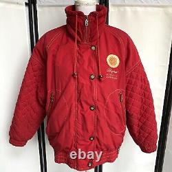 Manteau rouge Bogner Vintage des années 80 pour femme, taille 6, Logo poitrine Ultra Rare