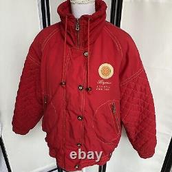 Manteau rouge Bogner Vintage des années 80 pour femme, taille 6, Logo poitrine Ultra Rare