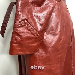 Manteau trench en cuir Cordovan vintage entièrement doublé taille 8
