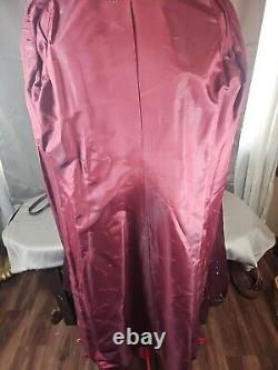 Manteau trench en cuir rouge oxblood Vintage Etienne Aigner pour femme, taille 10, avec ceinture et sac