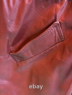 Manteau trench en cuir rouge sang de bœuf vintage taille moyenne/grande 13/14 Duster de mode