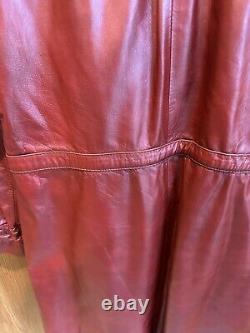 Manteau trench en cuir rouge sang de bœuf vintage taille moyenne/grande 13/14 Duster de mode