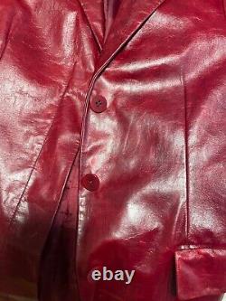 Manteau trench en cuir rouge vintage taille M